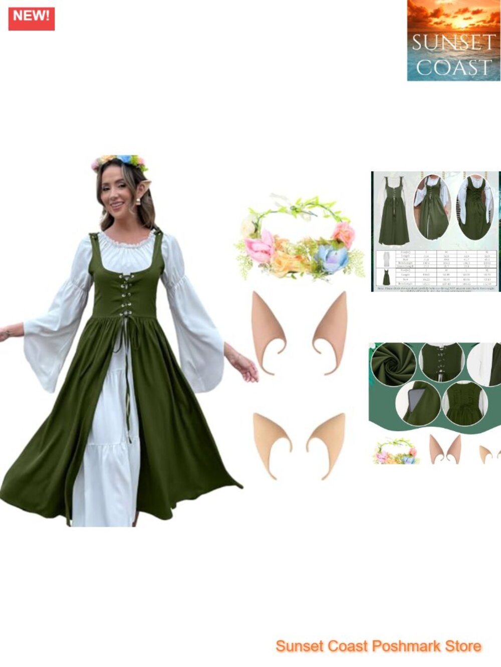 Renaissance Dress Medieval Costume Polyester Spandex Lace-Up Fairy